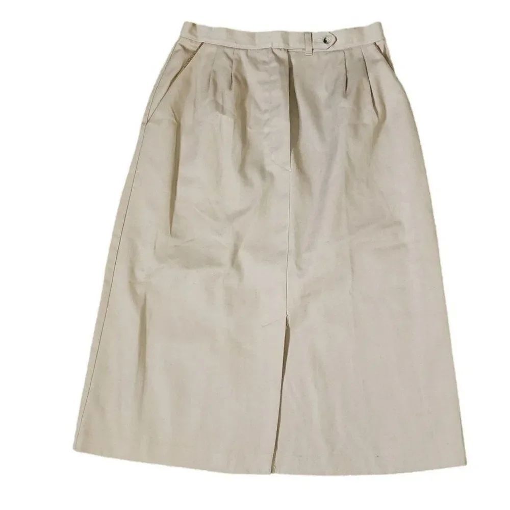 Vintage 80s A-Line Skirt Womens Size Small Khaki Office Wear Career Preppy Class